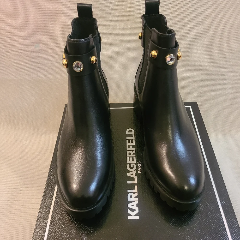 Karl Lagerfeld Paris Women’s Porshay Lug Sole Bootie in Black Sz 8.5 & 9 - Picture 5 of 9